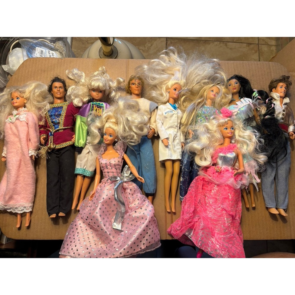 10 Vintage Barbie/Ken Dolls  As Pictured
